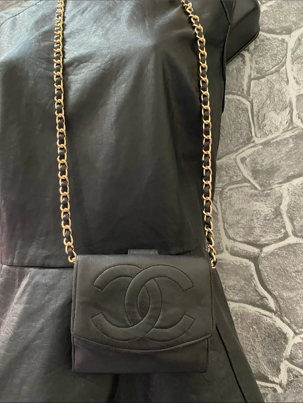 Authentic CHANEL Timeless CC Logo Leather Wallet